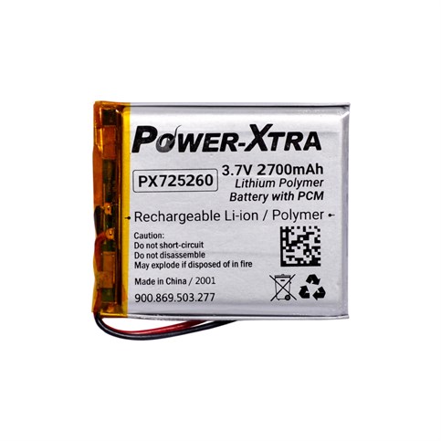 Power-Xtra PX725260 - 3.7V 2700 mAh Li-Polymer Pil -Devreli-3.0A
